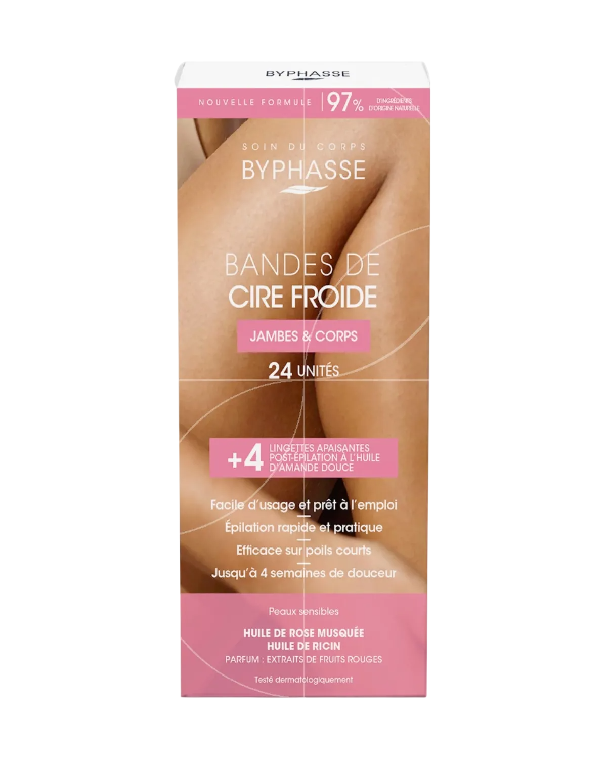 set, byphasse, cold wax, hair removal wax strips, for legs, 24 pcs set, byphasse, cold wax, hair removal wax strips, for legs, 24 pcs