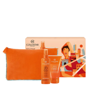 set collistar: after sun, shower gel & shampoo 2 in 1, 150 ml + collistar, moisturising, self tanning spray, for face & body, 200 ml + collistar, gwp textile pouch
