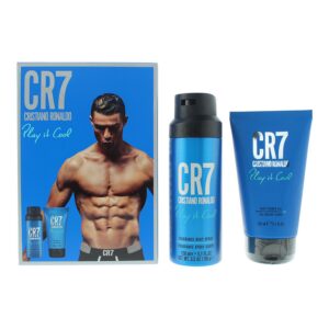 set cristiano ronaldo: cr7 play it cool, cleansing, shower gel, for all skin types, 150 ml + cr7 play it cool, scented spray, for men, 150 ml