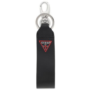set guess: guess, leather keyring, black + daelon, leather wallet, small billfold, red/black, for men