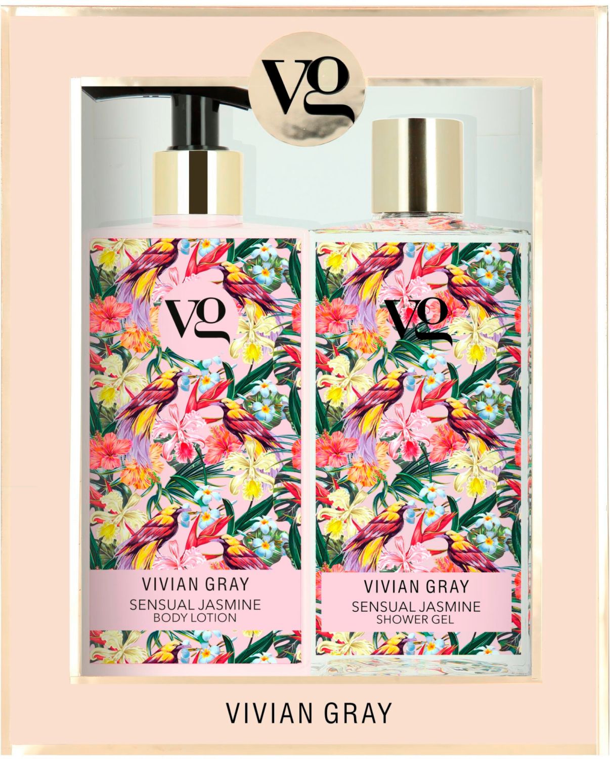 set vivian gray: sensual jasmine, softening, shower gel, for all skin types, 350 ml + sensual jasmine, hydrating, body lotion, 350 ml set vivian gray: sensual jasmine, softening, shower gel, for all skin types, 350 ml + sensual jasmine, hydrating, body lotion, 350 ml