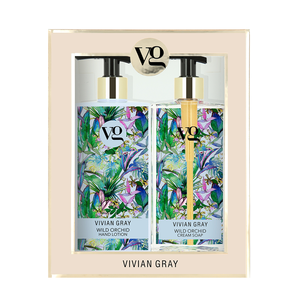 set vivian gray: wild orchid, hydrating, hand lotion, 350 ml + wild orchid, cleansing, liquid soap, 350 ml set vivian gray: wild orchid, hydrating, hand lotion, 350 ml + wild orchid, cleansing, liquid soap, 350 ml