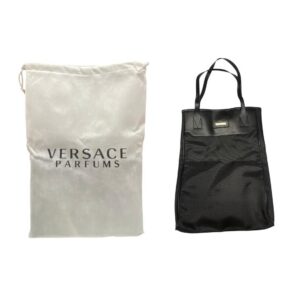 versace, versace, textile bag, hand tote, black, for women