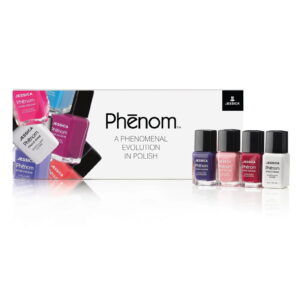 a phenomenal evolution in polish set jessica: phenom vivid colour, top coat, nail polish, phen 000, finale shine, 15 ml + phenom vivid colour, nail polish, phen 020, barbie pink, 14 ml + phenom vivid colour, nail polish, phen 022, geisha girl, 14 ml + phenom vivid colour, nail polish, phen 024, leading lady, 14 ml