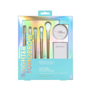 brighter tomorrow set ecotools: ecotools, pointed, concealer brush + ecotools, large, eyeshadow brush + ecotools, diffuse, eyeshadow brush + ecotools, precision, highlighter brush + ecotools, spoolie, eyebrow brush + compact mirror, single sided + ecotools, brush cannister