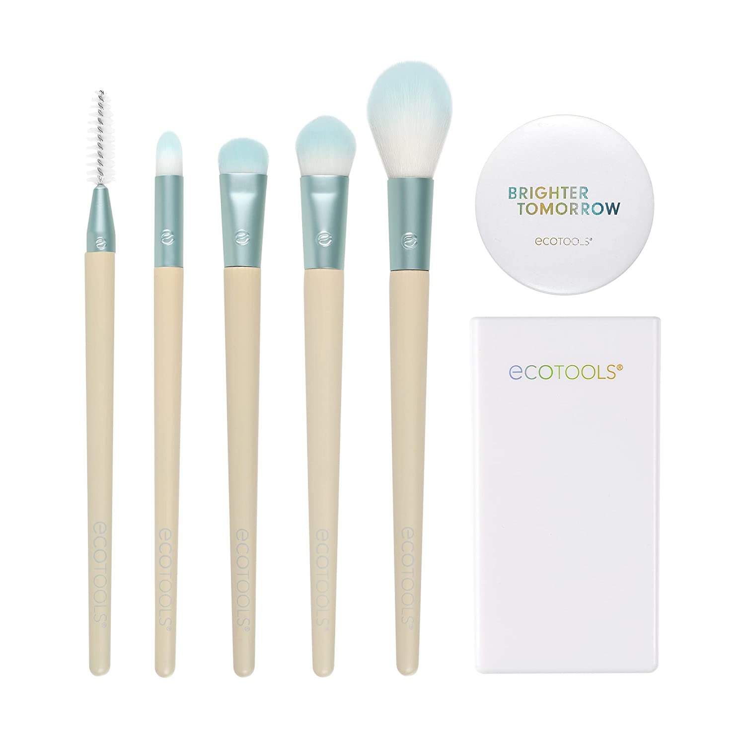 brighter tomorrow set ecotools: ecotools, pointed, concealer brush + ecotools, large, eyeshadow brush + ecotools, diffuse, eyeshadow brush + ecotools, precision, highlighter brush + ecotools, spoolie, eyebrow brush + compact mirror, single sided + ecotools, brush cannister brighter tomorrow set ecotools: ecotools, pointed, concealer brush + ecotools, large, eyeshadow brush + ecotools, diffuse, eyeshadow brush + ecotools, precision, highlighter brush + ecotools, spoolie, eyebrow brush + compact mirror, single sided + ecotools, brush cannister