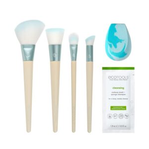 brighter tomorrow set ecotools: ecotools, blending, foundation brush + ecotools, blending, concealer brush + ecotools, diffuse, eyeshadow brush + ecotools, brush & sponge cleanser lotion, 7.39 ml + ecotools, blending, blush brush + ecotools, makeup sponge, blue