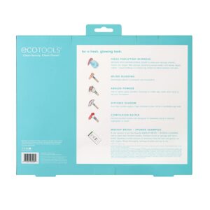 brighter tomorrow set ecotools: ecotools, blending, foundation brush + ecotools, blending, concealer brush + ecotools, diffuse, eyeshadow brush + ecotools, brush & sponge cleanser lotion, 7.39 ml + ecotools, blending, blush brush + ecotools, makeup sponge, blue