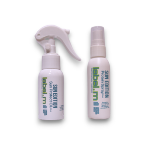 get wet sun edition set label.m: sun editon, uv filter, hair spray, for strengthening, 50 ml + sun editon, uv filter, hair oil, reviving radiance & restoring luminosity, 60 ml + sun editon, uv filter, hair shampoo, for hydration, 60 ml + sun editon, uv filter, hair treatment cream mask, for nourishing, 60 ml