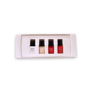 a phenomenal evolution in polish set jessica: phenom vivid colour, top coat, nail polish, phen 000, finale shine, 15 ml + phenom vivid colour, nail polish, phen 020, barbie pink, 14 ml + phenom vivid colour, nail polish, phen 022, geisha girl, 14 ml + phenom vivid colour, nail polish, phen 024, leading lady, 14 ml