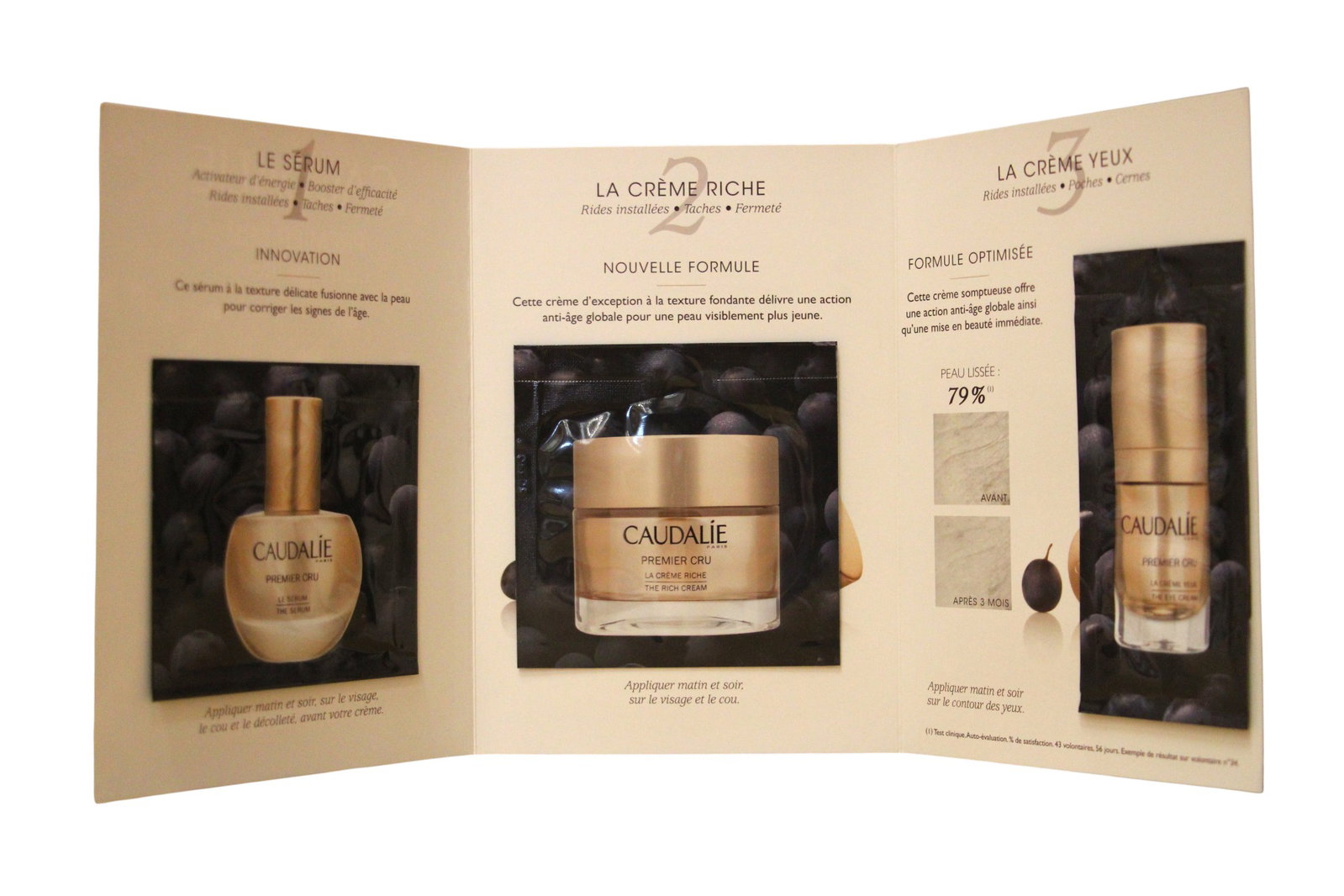 set caudalie: premier cru, hyaluronic acid, hydrating, day & night, cream, for face, 2 ml *sample + premier cru, natural, hydrating, day & night, eye cream, 1 ml *sample + premier cru, hyaluronic acid, anti ageing, day & night, serum, for face, 1 ml *sample set caudalie: premier cru, hyaluronic acid, hydrating, day & night, cream, for face, 2 ml *sample + premier cru, natural, hydrating, day & night, eye cream, 1 ml *sample + premier cru, hyaluronic acid, anti ageing, day & night, serum, for face, 1 ml *sample