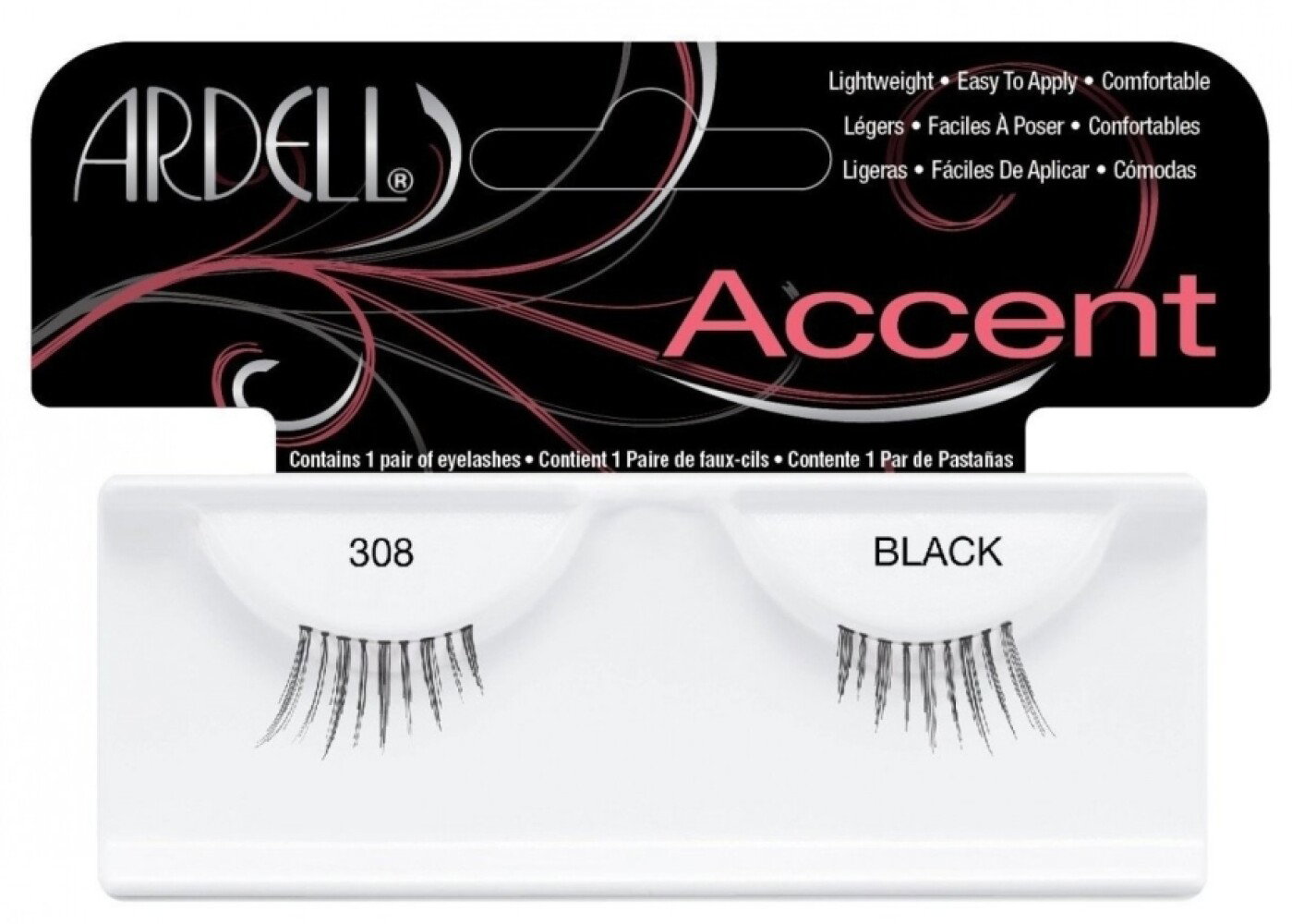 ardell, accent, false eyelashes, 308, black ardell, accent, false eyelashes, 308, black