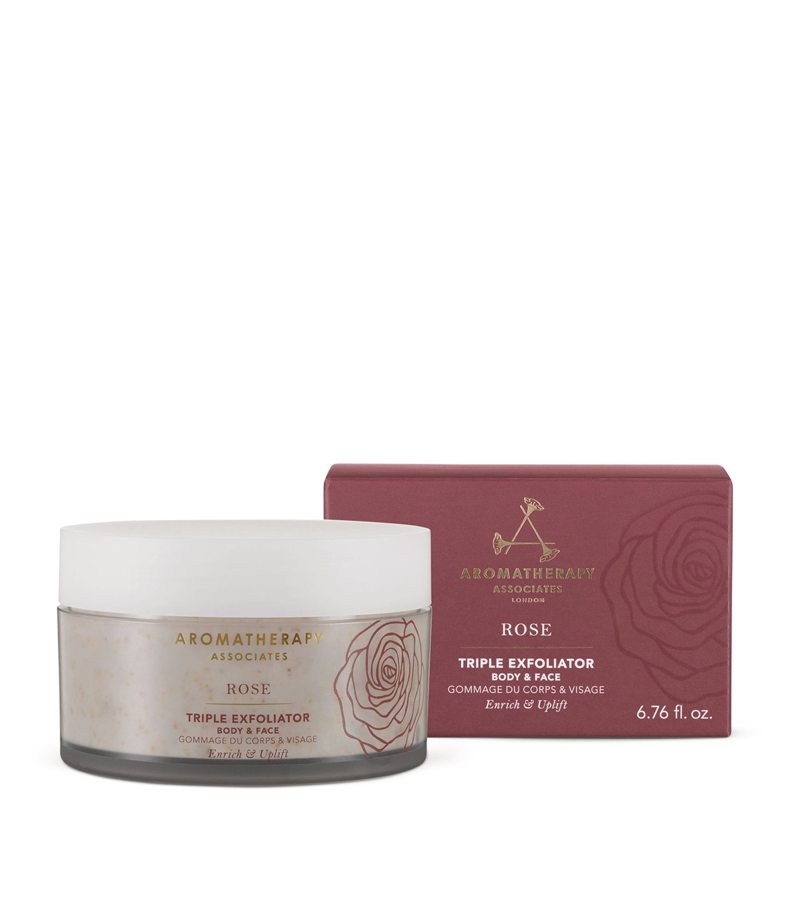 aromatherapy associates, rose, natural essential oils, exfoliating scrub, 200 ml aromatherapy associates, rose, natural essential oils, exfoliating scrub, 200 ml