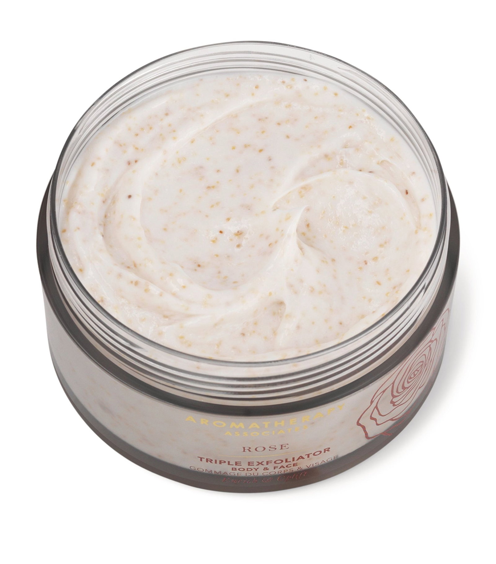 aromatherapy associates, rose, natural essential oils, exfoliating scrub, 200 ml aromatherapy associates, rose, natural essential oils, exfoliating scrub, 200 ml
