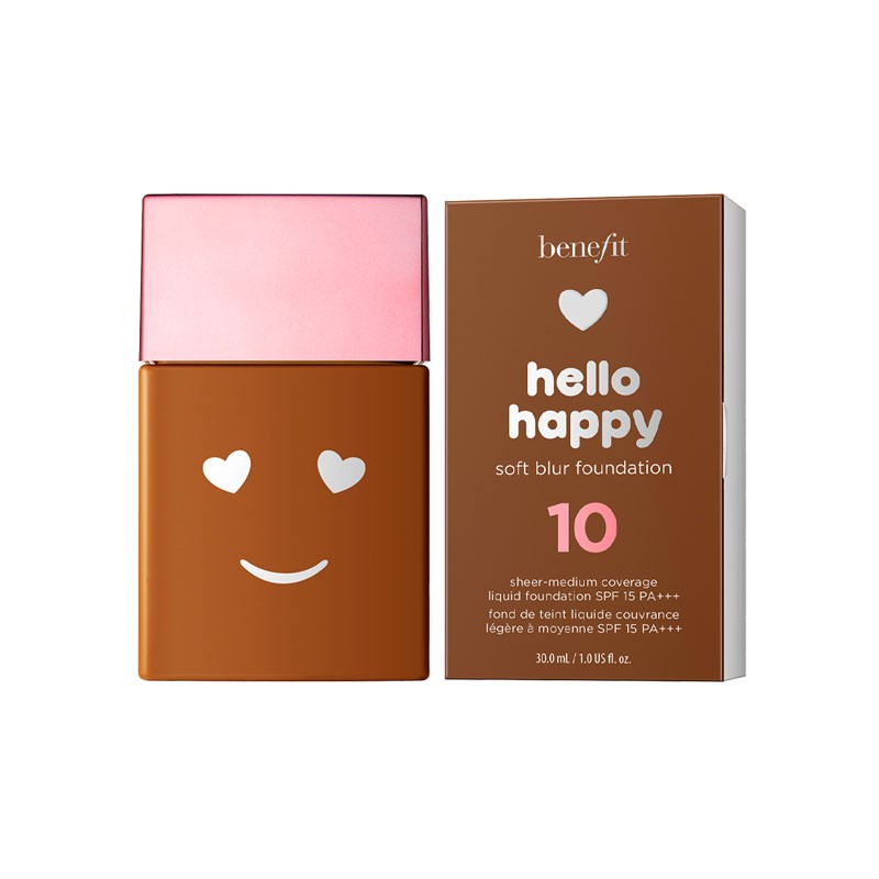 benefit, hello happy soft blur, matte finish, liquid foundation, 10, deep warm, spf 15, 30 ml benefit, hello happy soft blur, matte finish, liquid foundation, 10, deep warm, spf 15, 30 ml