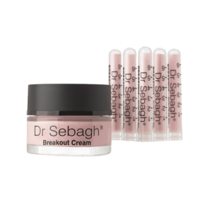 breakout set dr sebagh: breakout, anti acnee, powder tubes, 5 pcs, 1.95 g + breakout, calming, day, cream, for face, 50 ml