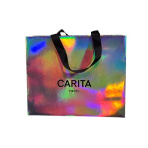 carita paris, textile makeup bag, silver, size medium