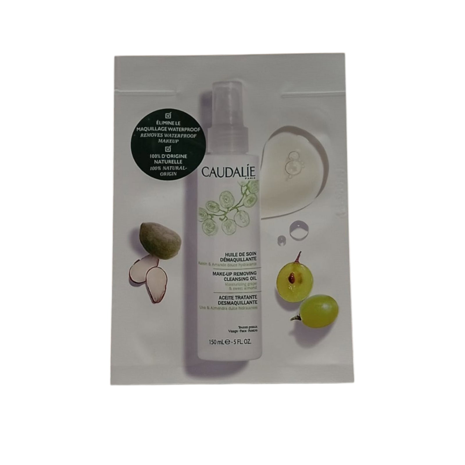 caudalie, vinoclean, natural, cleansing, cleansing oil, for face, 3 ml *sample caudalie, vinoclean, natural, cleansing, cleansing oil, for face, 3 ml *sample