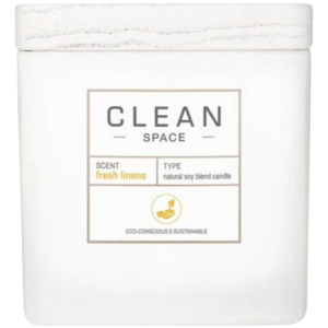 clean, space fresh linens, scented candle, 227 g