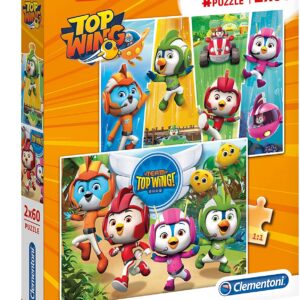 clementoni, top wings, puzzle, unisex, 2 x60 pcs