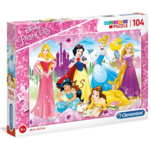 clementoni, disney princess, puzzle, for girls, 6+ years, 104 pcs