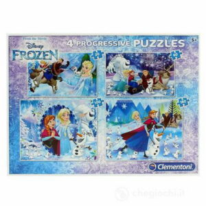 set, clementoni, frozen, 4 in 1, puzzle, 7723, for girls, 20 x 60 x 100 x 180 pcs