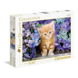 clementoni, high quality collection, ginger cat in flowers, puzzle, unisex, 500 pcs