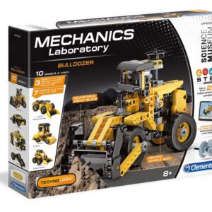 clementoni, mechanics laboratory, bulldozer, construction set, for boys, 8+ years, 200 pcs