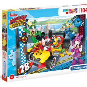 clementoni, mickey and the roadster, puzzle, unisex, 5+ years, 104 pcs