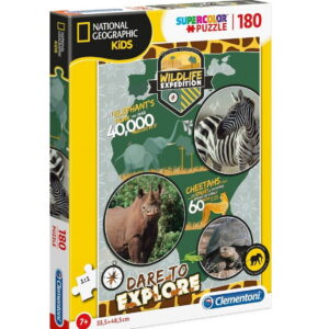 clementoni, national geographic kids, wildlife expedition, puzzle, unisex, 7+ years, 180 pcs