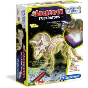 clementoni, science & play, archeofun triceratops glow in the dark, puzzle, 61723, unisex, 7+ years