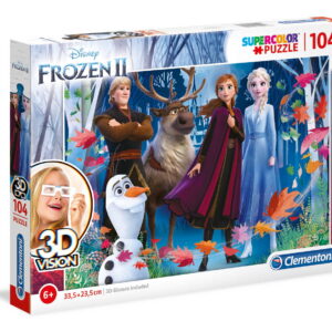 clementoni, supercolor, frozen ii 3d vision, puzzle, for girls, 6+ years, 104 pcs