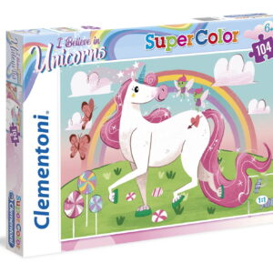 clementoni, supercolor, i believe in unicorns, puzzle, for girls, 6+ years, 104 pcs