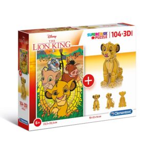 clementoni, supercolor, lion king 3d, puzzle, unisex, 6+ years, 104 pcs