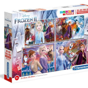 set, clementoni, supercolor, frozen 2, puzzle, 21411, for girls, 3+ years, 4 pcs