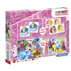 clementoni, superkit, disney princess, puzzle, for girls, 4+ years, 2 x 30 + 48 + 28 pcs