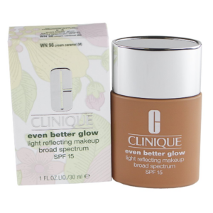 clinique, even better glow, light reflecting, liquid foundation, wn 98, cream caramel, spf 15, 30 ml