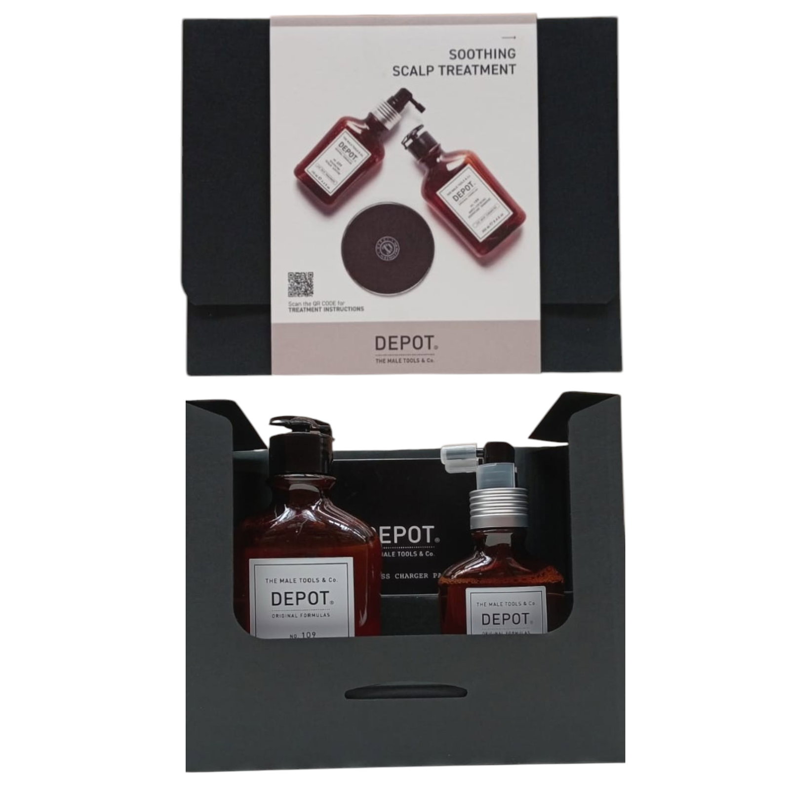consumer kit g set depot: 200 hair treatments no. 209, hair lotion treatment, for calming, 100 ml + 100 hair cleansing no. 109, hair shampoo, for calming, 250 ml consumer kit g set depot: 200 hair treatments no. 209, hair lotion treatment, for calming, 100 ml + 100 hair cleansing no. 109, hair shampoo, for calming, 250 ml