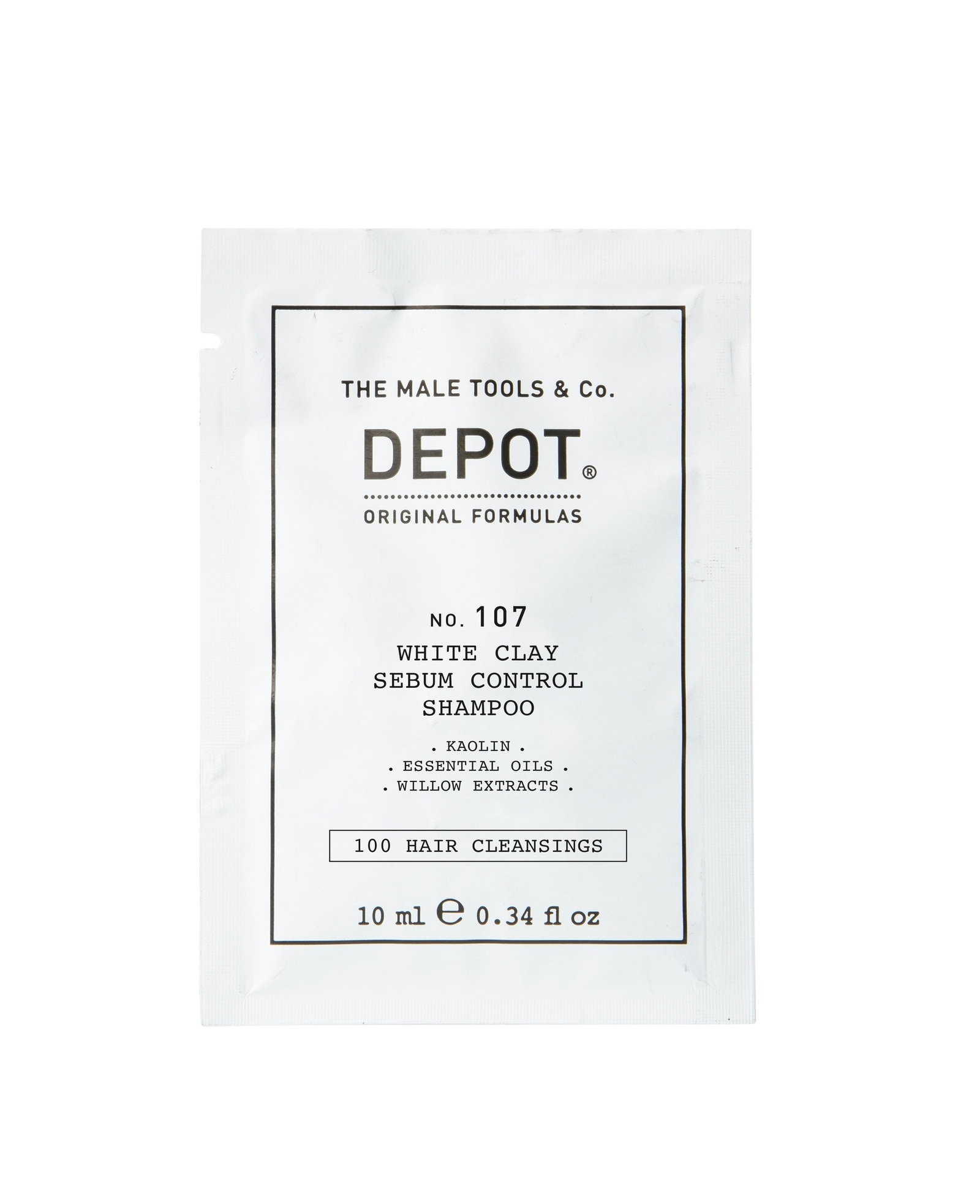 depot, 100 hair cleansing no. 107, kaolin, hair shampoo, for regulation of excessive sebum, 10 ml depot, 100 hair cleansing no. 107, kaolin, hair shampoo, for regulation of excessive sebum, 10 ml
