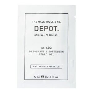 depot, 400 shave specifics no. 403, fresh black pepper, softening, pre shaving oil, 5 ml