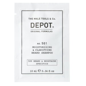 depot, 500 beard & mustache specifics no. 501, pro vitamin b5, beard shampoo, moisturizing & clarifying, 10 ml