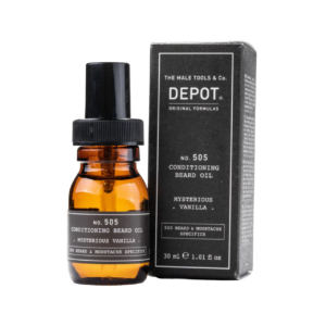 depot, 500 beard & mustache specifics no. 505, beard oil, misterious vanilla, vitamin e, for shine & softness, 30 ml