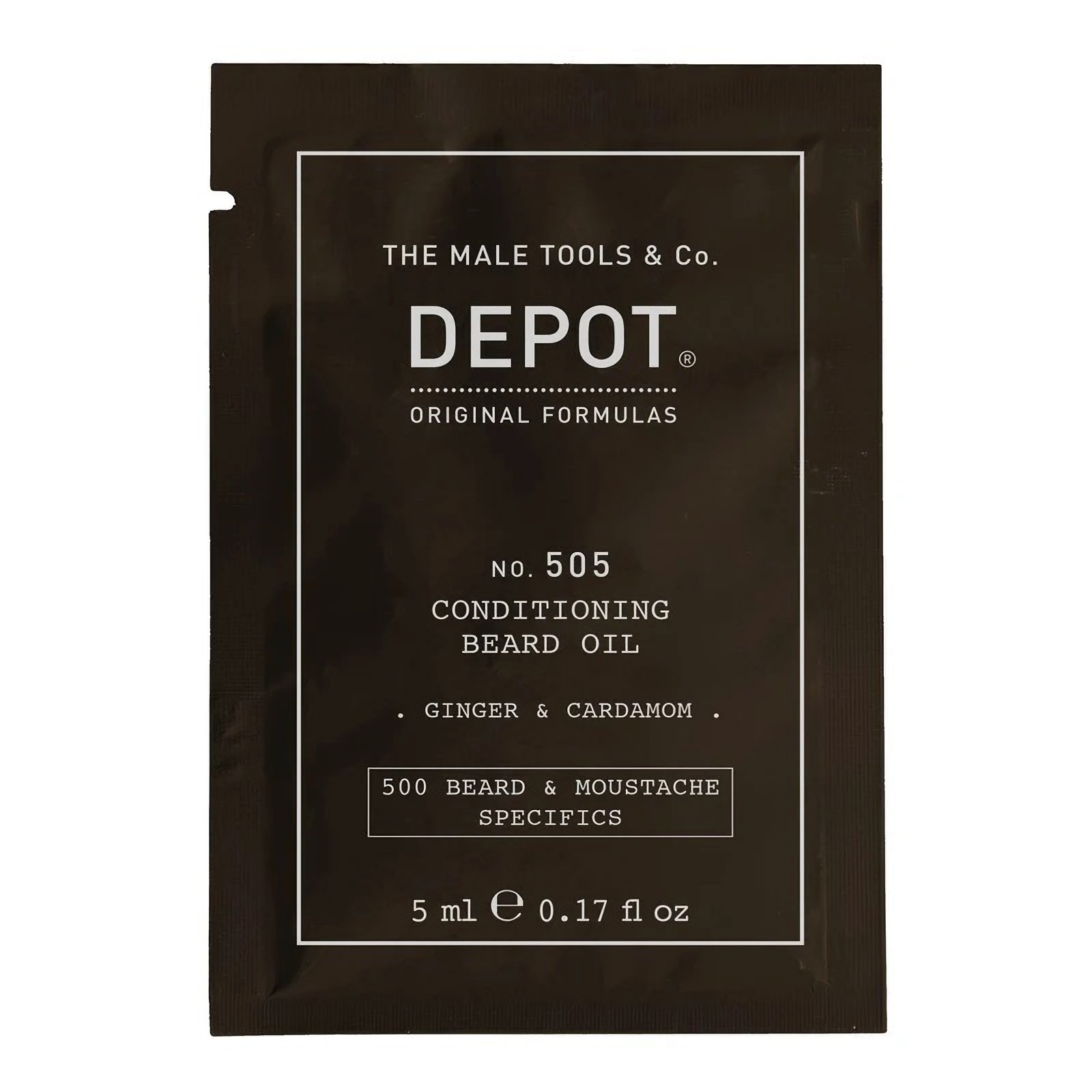 depot, 500 beard & mustache specifics no. 505, beard oil, ginger & cardamom, for shine & softness, 5 ml depot, 500 beard & mustache specifics no. 505, beard oil, ginger & cardamom, for shine & softness, 5 ml