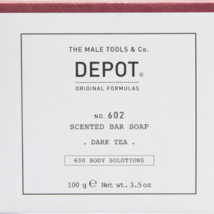 depot, 600 body solutions no. 602, botanical complex, cleansing, dark tea, scented soap bar , aromatic notes, 100 g