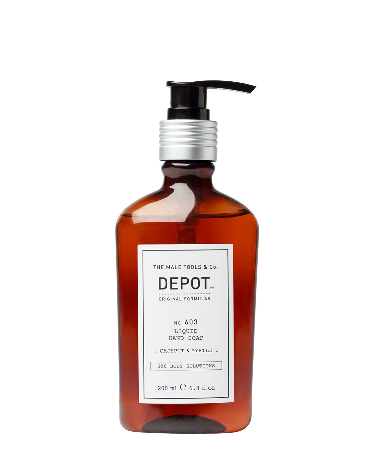 depot, 600 body solutions no. 603, cajeput & myrtle, sorbitol, cleansing, liquid soap, for hands, 200 ml depot, 600 body solutions no. 603, cajeput & myrtle, sorbitol, cleansing, liquid soap, for hands, 200 ml