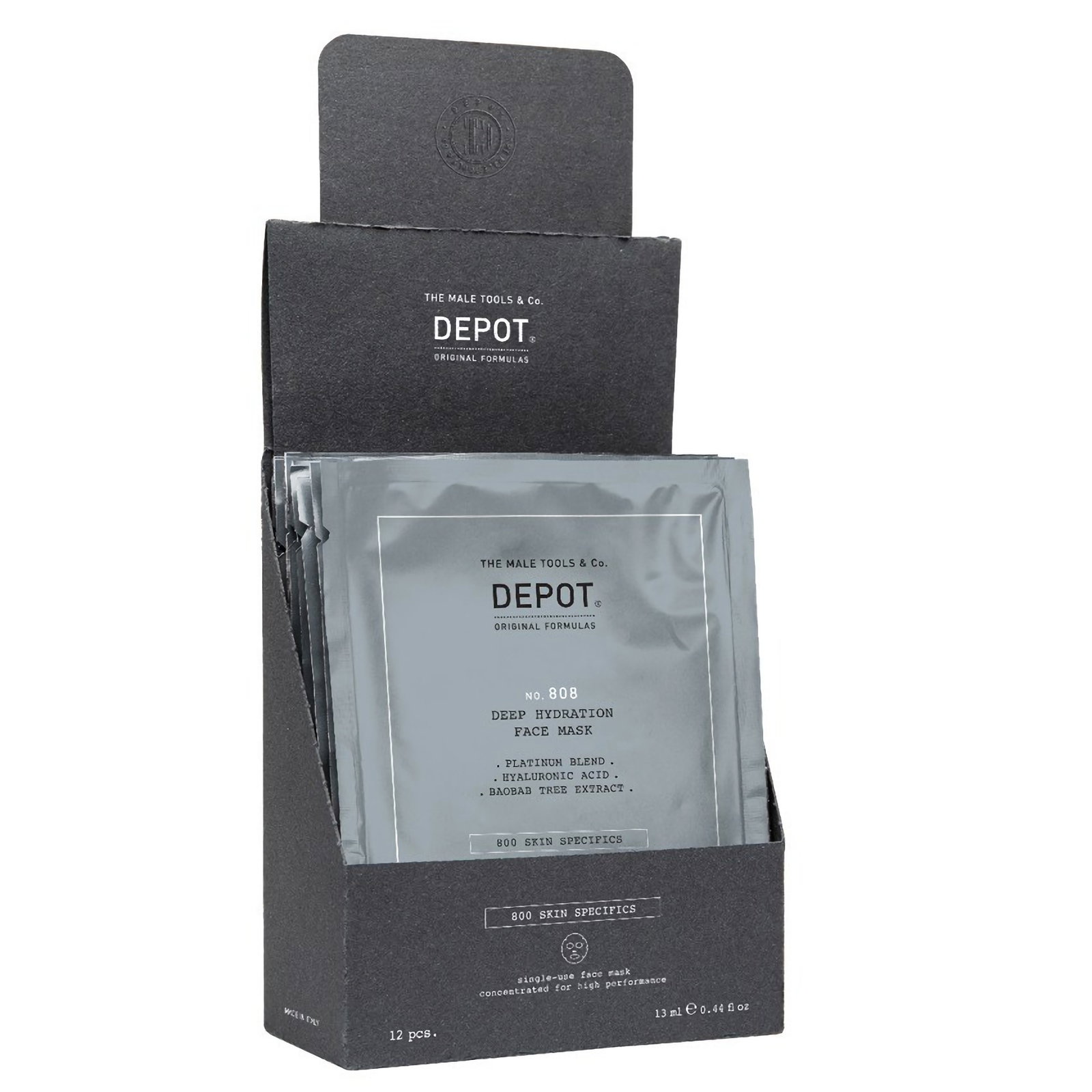 set, depot, 800 skin specifics no. 808, hyaluronic acid, deeply hydrating/soothing & revitalizing, sheet mask, for face, day, 12 pcs, 13 ml set, depot, 800 skin specifics no. 808, hyaluronic acid, deeply hydrating/soothing & revitalizing, sheet mask, for face, day, 12 pcs, 13 ml