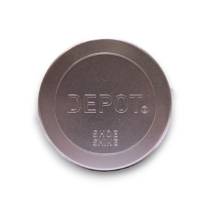 depot, shoe shine, metal jar, silver