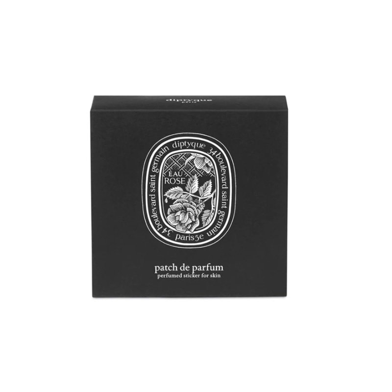 set, diptyque, eau rose patch de parfum, body stickers, perfumed, floral, for skin, black, 5 pcs set, diptyque, eau rose patch de parfum, body stickers, perfumed, floral, for skin, black, 5 pcs