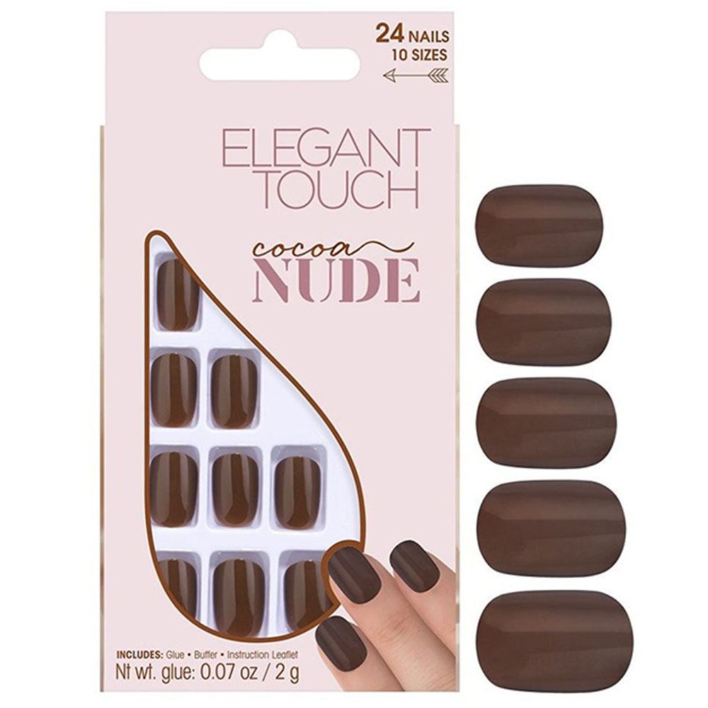 set, elegant touch, nude, squoval, artificial nails, cocoa, 24 pcs set, elegant touch, nude, squoval, artificial nails, cocoa, 24 pcs