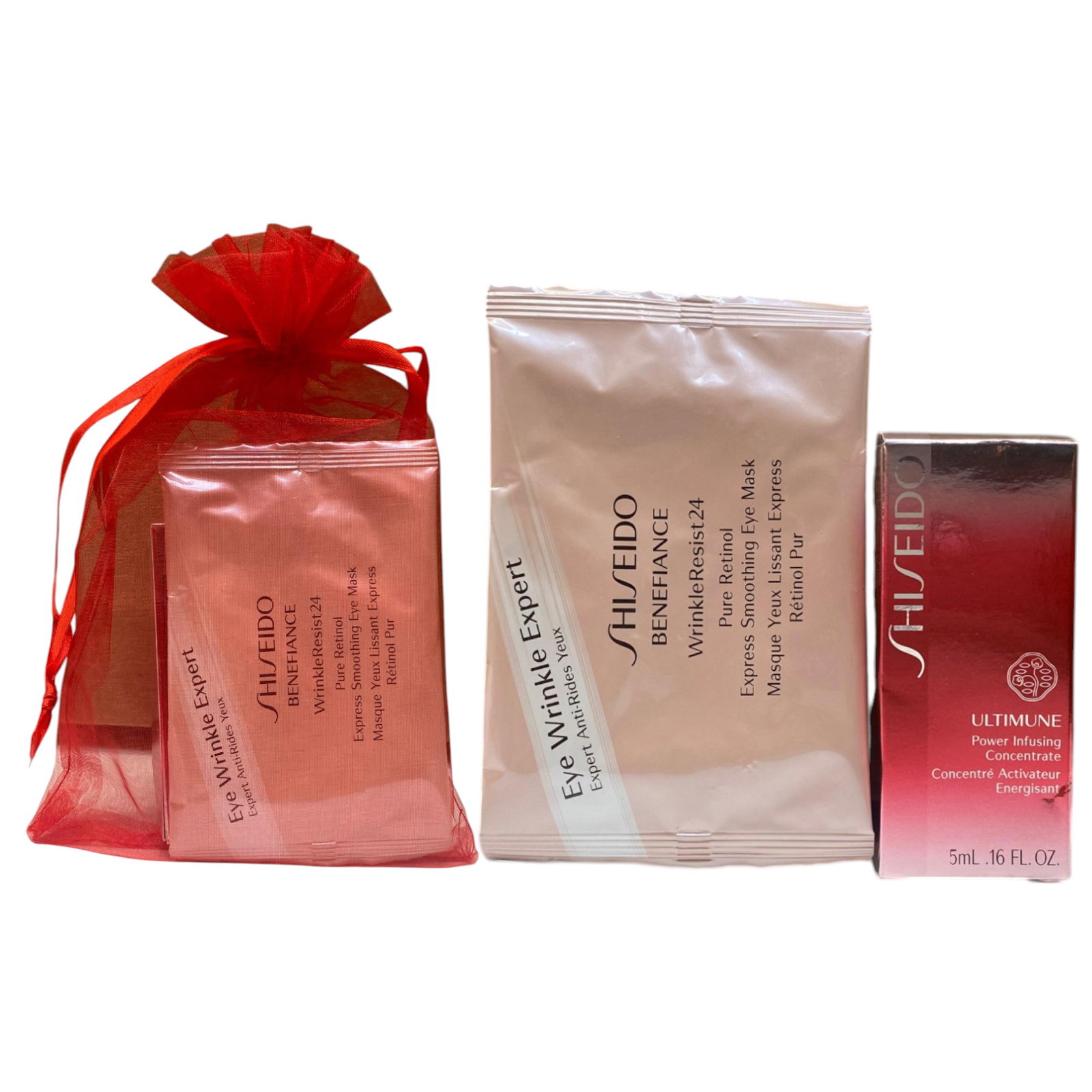 eye2eye set shiseido: ultimune power infusing, energising, serum, for face, 5 ml + benefiance wrinkleresist24, retinol, smoothing, under eye mask patch, 2 pcs eye2eye set shiseido: ultimune power infusing, energising, serum, for face, 5 ml + benefiance wrinkleresist24, retinol, smoothing, under eye mask patch, 2 pcs